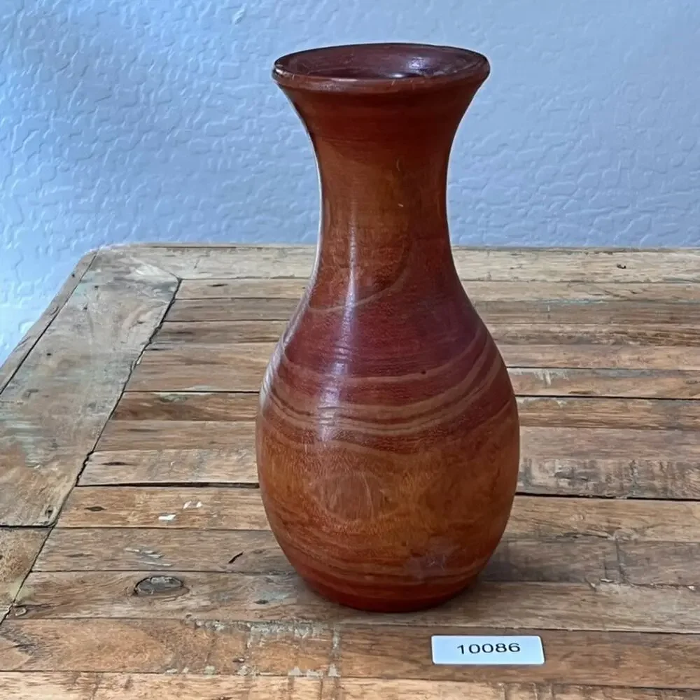 Mid Century Modern Hand Turned Wooden Vase 10.5